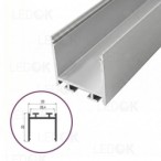 3m Pilkas paviršinis aliuminis profilis LED juostoms 23x23mm (Anoduotas)