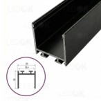 3m Juodas paviršinis aliuminis profilis LED juostoms 23x23mm
