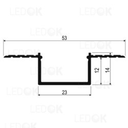 3m Baltas paviršinis aliuminis profilis LED juostoms 23x23mm