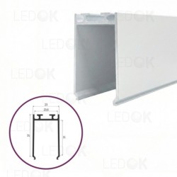 2m Baltas paviršinis aliuminis profilis maitinimo šaltiniui 23x40mm