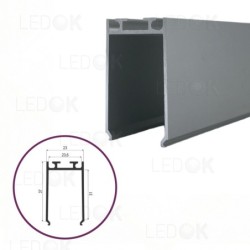 3m Pilkas paviršinis aliuminis profilis maitinimo šaltiniui 23x40mm (Anoduotas)