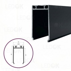 3m Juodas paviršinis aliuminis profilis maitinimo šaltiniui 23x40mm