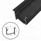 3m Juodas įmontuojamas aliuminis profilis LED juostoms su kampu 12x16mm