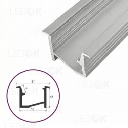 3m Pilkas įmontuojamas aliuminis profilis LED juostoms su kampu 12x16mm (Anoduotas)
