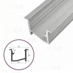 3m Pilkas įmontuojamas aliuminis profilis LED juostoms su kampu 12x16mm (Anoduotas)