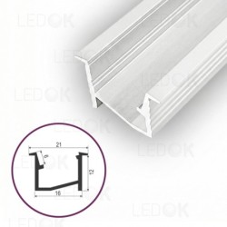 3m Baltas įmontuojamas aliuminis profilis LED juostoms su kampu 12x16mm
