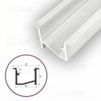 3m Baltas įmontuojamas aliuminis profilis LED juostoms su kampu 12x16mm