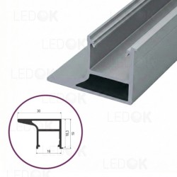 2m Pilkas Spec. baldinis aliuminis profilis LED juostoms su rankenėle (Anoduotas)