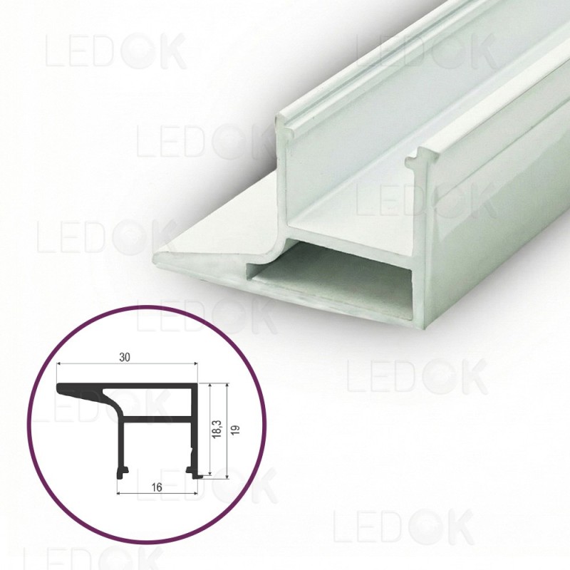 3m Baltas Spec. baldinis aliuminis profilis LED juostoms su rankenėle