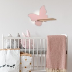 BUTTERFLY Sieninis šviestuvas 5W LED 4000K IQ KIDS su laidu. su jungikliu + kištuku PINK