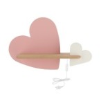 HEART Sieninis šviestuvas 5W LED IQ KIDS su laidu. su jungikliu + kištuku PINK+Balta