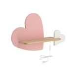 HEART Sieninis šviestuvas 5W LED IQ KIDS su laidu. su jungikliu + kištuku PINK+Balta