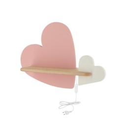 HEART Sieninis šviestuvas 5W LED IQ KIDS su laidu. su jungikliu + kištuku PINK+Balta
