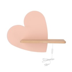 HEART Sieninis šviestuvas 5W LED IQ KIDS su laidu. su jungikliu + kištuku PINK