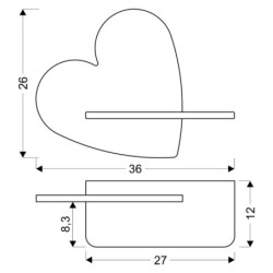 HEART Sieninis šviestuvas 5W LED IQ KIDS su laidu. su jungikliu + kištuku PINK