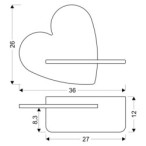 HEART Sieninis šviestuvas 5W LED IQ KIDS su laidu. su jungikliu + kištuku PINK