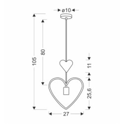 HEART H Pakabinamas šviestuvas 1xE27 IQ KIDS pink