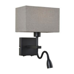 Sieninis šviestuvas Norte LED integruota ir E27 63W 3000K Matinė Juoda (WL-1122-2-BL-BM-RC-GR)
