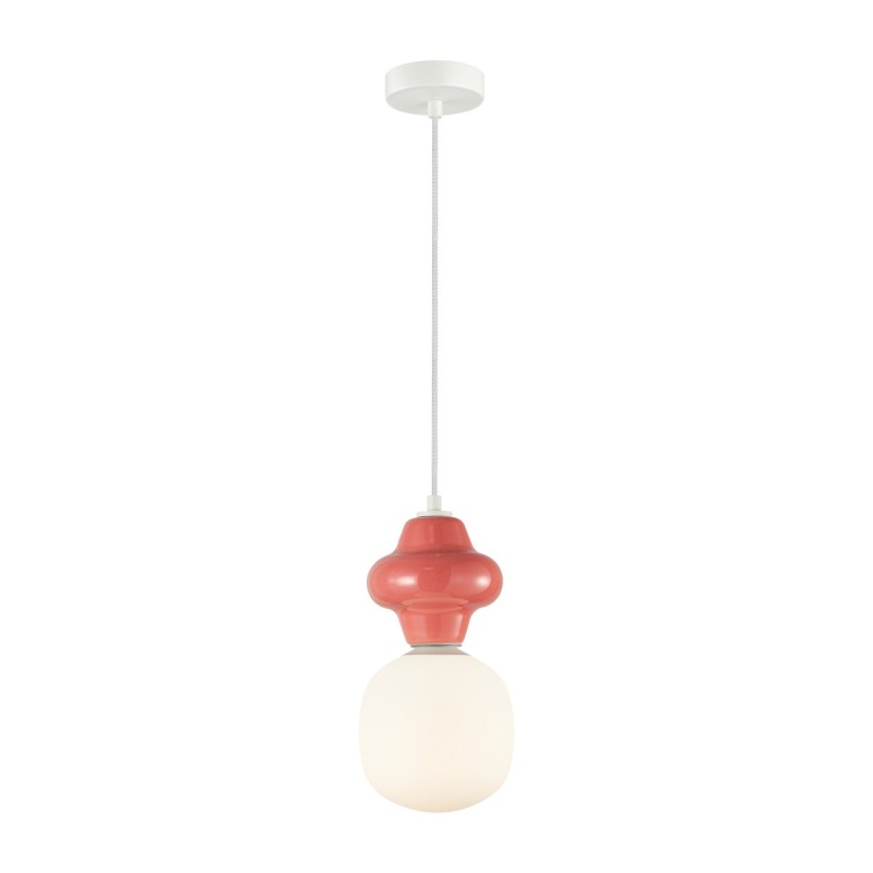 Pakabinamas šviestuvas Latera 1xE14 Raudona Balta Matinė (PND-94331-1S-RED)