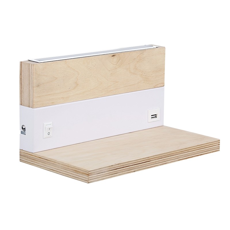 ANET Sieninis šviestuvas Medžo+Balta su lentynėle 2X4W LED 4000K