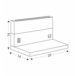 ANET Sieninis šviestuvas Medžo+Juoda su lentynėle 2X4W LED 4000K