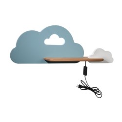 CLOUD Sieninis šviestuvas 5W LED IQ KIDS su laidu. su jungikliu + kištuku Mėlyna+Balta
