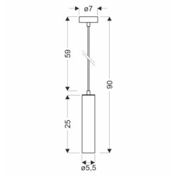 TUBO Pakabinamas šviestuvas Juoda 1X25W GU10 25CM Juoda
