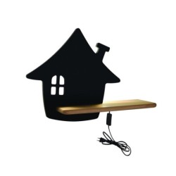 HOUSE Sieninis šviestuvas 4W LED 4000K KP IQ KIDS su laidu. su jungikliu + kištuku Juoda
