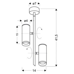 TUBE Pakabinamas šviestuvas 2X5W LED Juoda 4000K