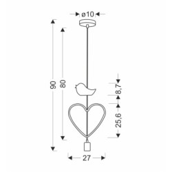 HEART B Pakabinamas šviestuvas 1xE27 IQ KIDS pink