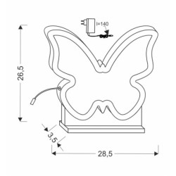 BUTTERFLY Stalinis šviestuvas 14W LED 4000K IQ KIDS RožinėKD
