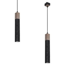 Pakabinamas šviestuvas SOLO SAWN BLACK / PATINATED WOOD 1x mini GU10