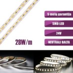 SMD Šilta balta 3000K 28W/m 24V nehermetiška LED juosta 168LED/m IP20 120°