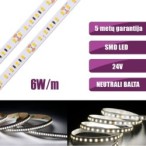 SMD Neutrali balta 4000K 6W/m 24V nehermetiška LED juosta 120LED/m IP20 120°