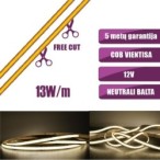 FREECUT COB vientisa Neutrali balta 4000K 13W/m 12V nehermetiška LED juosta 528LED/m IP20 CRI90