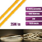 COB vientisa Šilta balta 3000K 25W/m 24V nehermetiška LED juosta 960LED/m IP20 CRI90