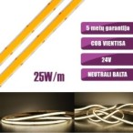 COB vientisa Neutrali balta 4000K 25W/m 24V nehermetiška LED juosta 960LED/m IP20 CRI90