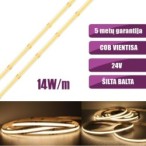 COB vientisa Šilta balta 3000K 14W/m 24V nehermetiška LED juosta 480LED/m IP20 CRI90
