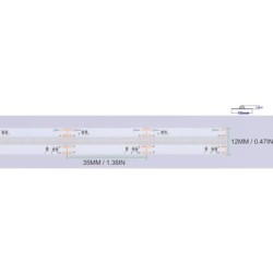 COB vientisa spalvota + CCT keičiama RGB+CCT (3000K-6500K) 21W/m 24V nehermetiška LED juosta 840LED/m IP20 180°
