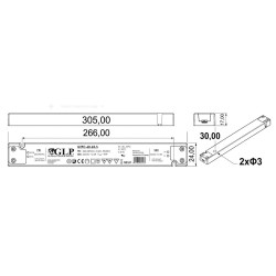 60W 24V Ultra plonas LED maitinimo šaltinis GLP 2.5A