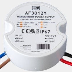30W 12V Apvalus hermetiškas LED maitinimo šaltinis MW Power 2.5A IP67