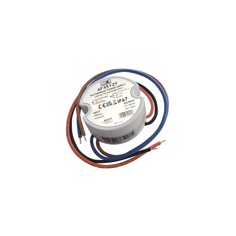 45W 12V Apvalus hermetiškas LED maitinimo šaltinis MW Power 3.75A IP67