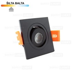 Įmontuojamas LED šviestuvas 1W (Juodas) 3000K IP44 su jungtimi