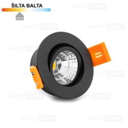 Įmontuojamas LED šviestuvas 3W (Juodas) 3000K IP44 su jungtimi