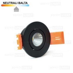 Įmontuojamas LED šviestuvas 1W (Juodas) 4000K IP44 su jungtimi