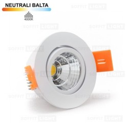 Įmontuojamas LED šviestuvas 3W (Baltas) 4000K IP44 su jungtimi