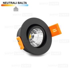 Įmontuojamas LED šviestuvas 3W (Juodas) 4000K IP44 su jungtimi