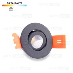 Įmontuojamas LED šviestuvas 1W Antracito) 3000K IP44 su jungtimi