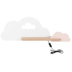 CLOUD Sieninis šviestuvas 5W LED IQ KIDS su laidu. su jungikliu + kištuku Balta +PINK