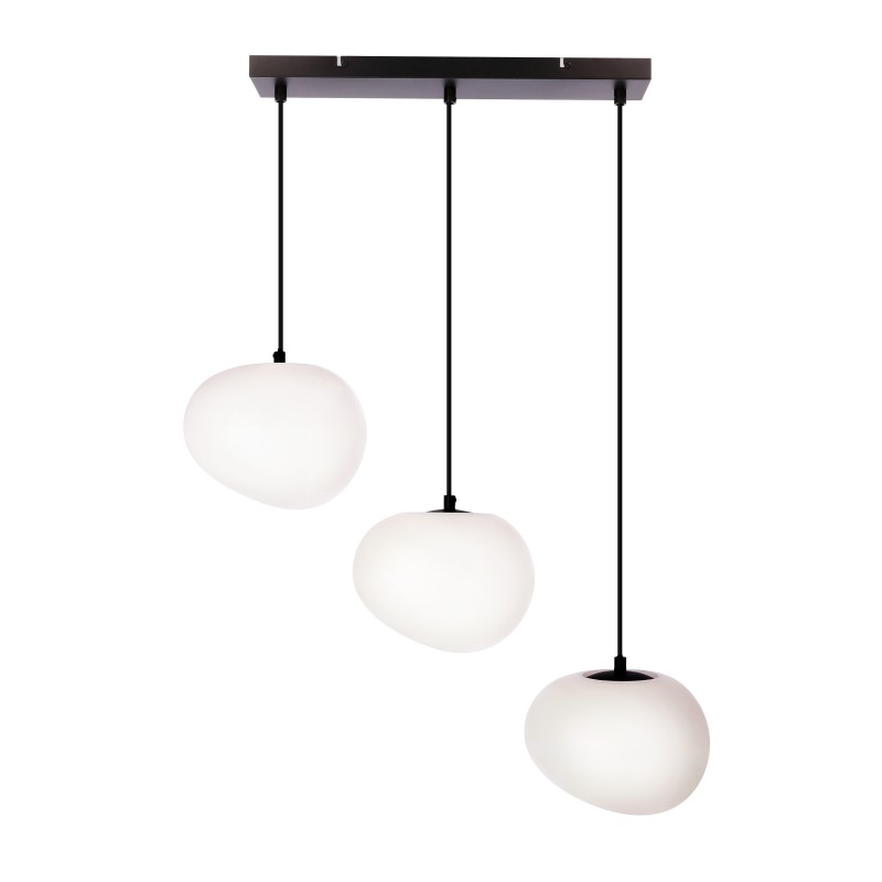 STONES Pakabinamas šviestuvas Juoda 20cm 3xE27 Balta